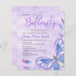 Convite para Chá de fraldas de Borboleta Roxa do O