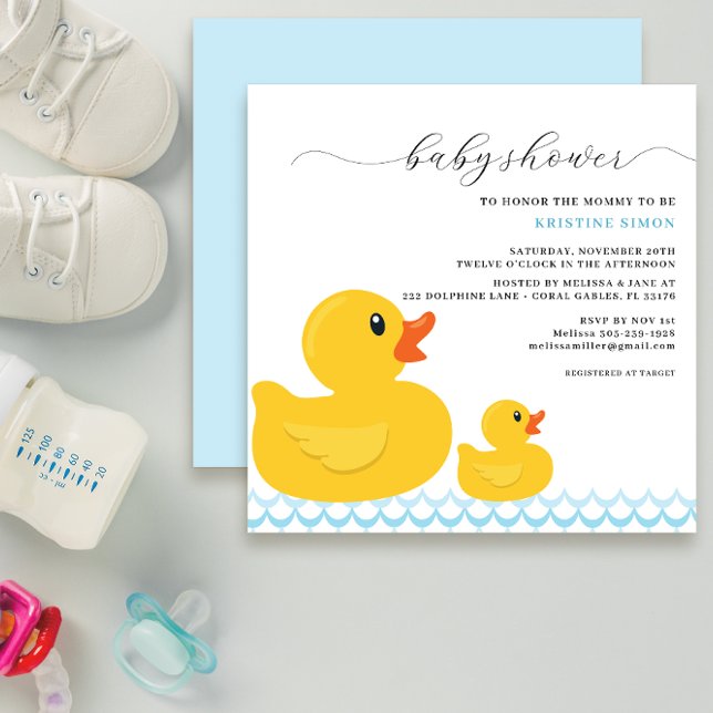 Convite para Chá de fraldas de Borracha Ducky | Am (adorable rubber duck baby shower invitation for a gender neutral party)