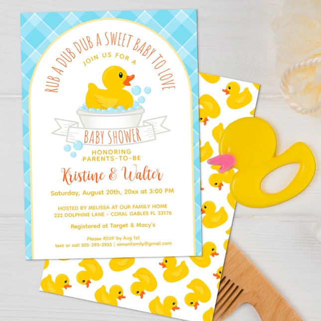 Convite para Chá de fraldas de Borracha Ducky | Ba (cute duck bubble bath editable baby shower invitation for expecting parents )