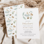 Convite para Chá de fraldas de Brinquedos Vintage<br><div class="desc">Celebrar os pais com esta coleção de chás de fraldas bonitinha,  neutra em termos de gênero,  que apresenta uma ilustração em aquarela dos brinquedos de primeira roupa e vintagem de bebês rodeados por folhas de eucalipto e um padrão correspondente no verso.</div>