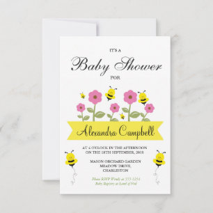 Convite para Chá de fraldas de Bumble Bee