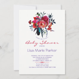 Convite para chá de fraldas de buquê de aquarela b