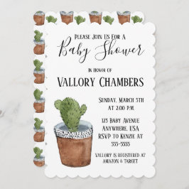 Convite para Chá de fraldas de Cactus Suculente
