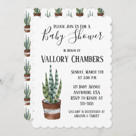 Convite para Chá de fraldas de Cactus Suculente