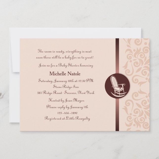 Convite para Chá de fraldas de Cadeira de Rocha (Frente)