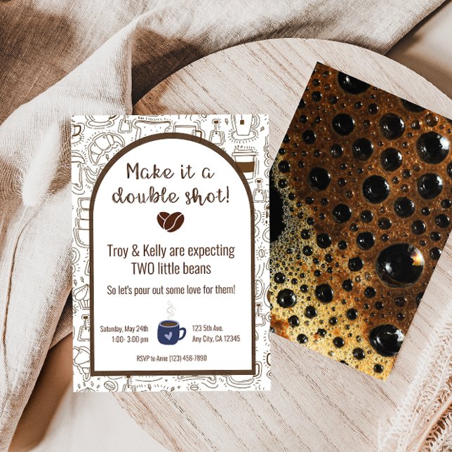 Convite para Chá de fraldas de Café com Duplo Shot (Criador carregado)