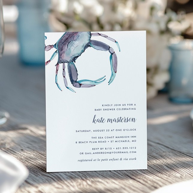 Convite para Chá de fraldas de Caranguejo Azul (Criador carregado)