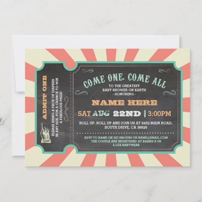 Convite para Chá de fraldas de Carnaval (Frente)