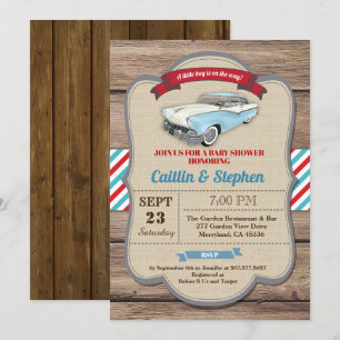 Convite para chá de fraldas de carro clássico. E