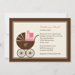 Convite para Chá de fraldas de Carruagem de bebê