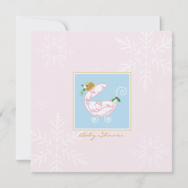 Convite para Chá de fraldas de Carruagem em Massa  (Frente)