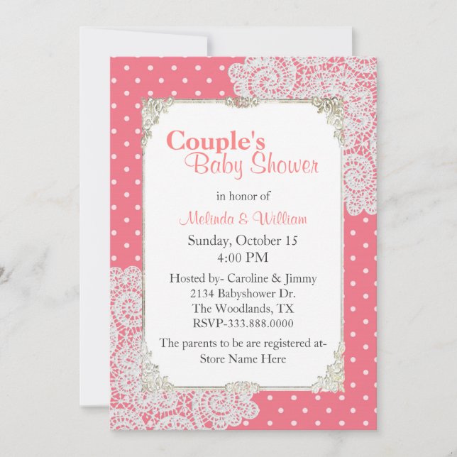 Convite para Chá de fraldas de Casal de Bolinhas b (Frente)