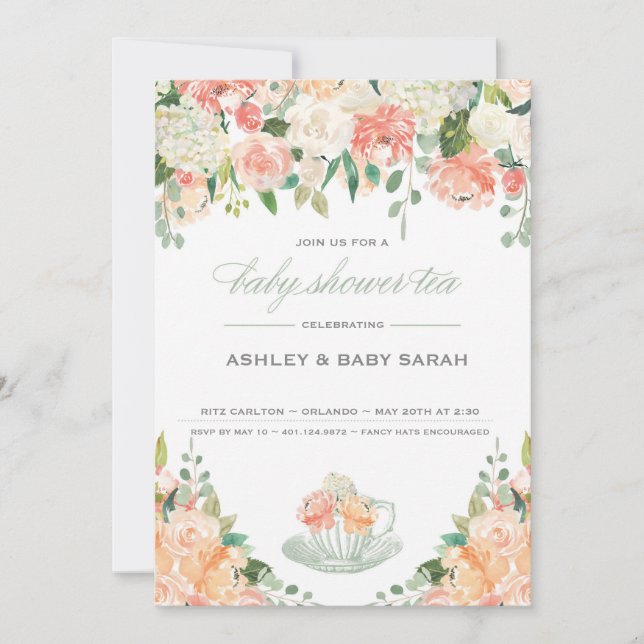 Convite para Chá de fraldas de chá (Frente)