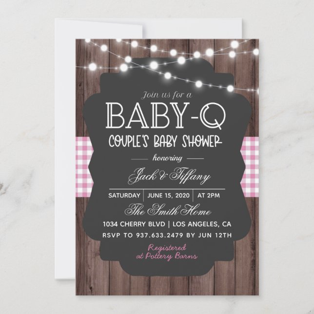 Convite para Chá de fraldas de Churrasco Baby-Q (Frente)