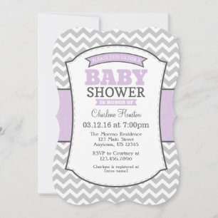 Convite para Chá de fraldas de Cinza de lavanda