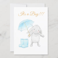 *~* Convite para Chá de fraldas de coelho azul doc