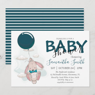 Convite para Chá de fraldas de coelho de balão