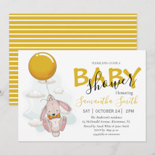 Convite para Chá de fraldas de coelho de balão