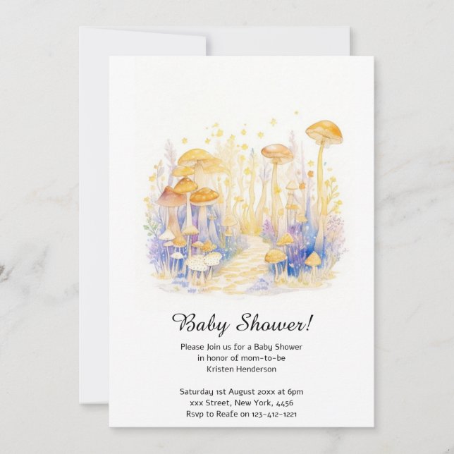 Convite para Chá de fraldas de cogumelo (Frente)