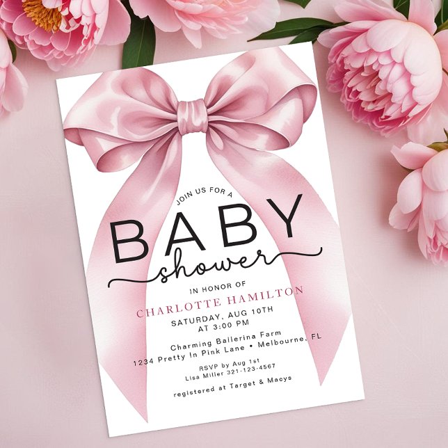 Convite para Chá de fraldas de Coquetes de Aquarel (Pretty Baby Shower Invitation)