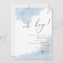 Convite para Chá de fraldas de Cor da Água Azul-Me