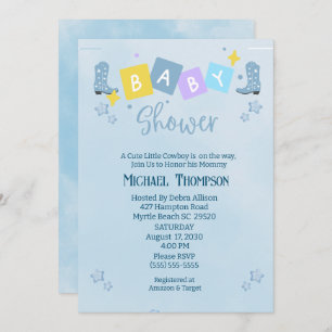 Convite para Chá de fraldas de cowboy de meninos l