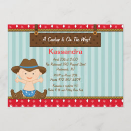 Convite para Chá de fraldas de cowboy Ocidental