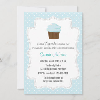 Convite para Chá de fraldas de Cupcake Azul