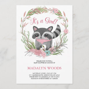 Convite para Chá de fraldas de Cute Woodland Racco