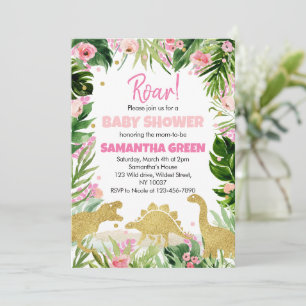 Convite para Chá de fraldas de Dinossauro Raiz