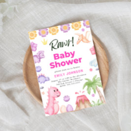 Convite para Chá de fraldas de Dinossauros Bonitos