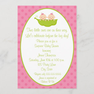 Convite para Chá de fraldas de Duas Meninas Gême