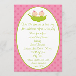 Convite para Chá de fraldas de Duas Meninas Gêmeas