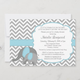 Convite para Chá de fraldas de elefante com Chevr