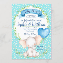 Convite para Chá de fraldas de Elefante de Aquarel