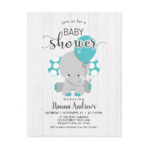 Convite para Chá de fraldas de elefante de madeira