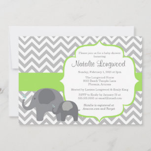 Convite para Chá de fraldas de elefante, verde-ch