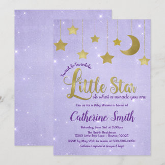 Convite para Chá de fraldas de Estrelas Twinkle Tw