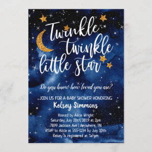 Convite para Chá de fraldas de Estrelas Twinkle Tw