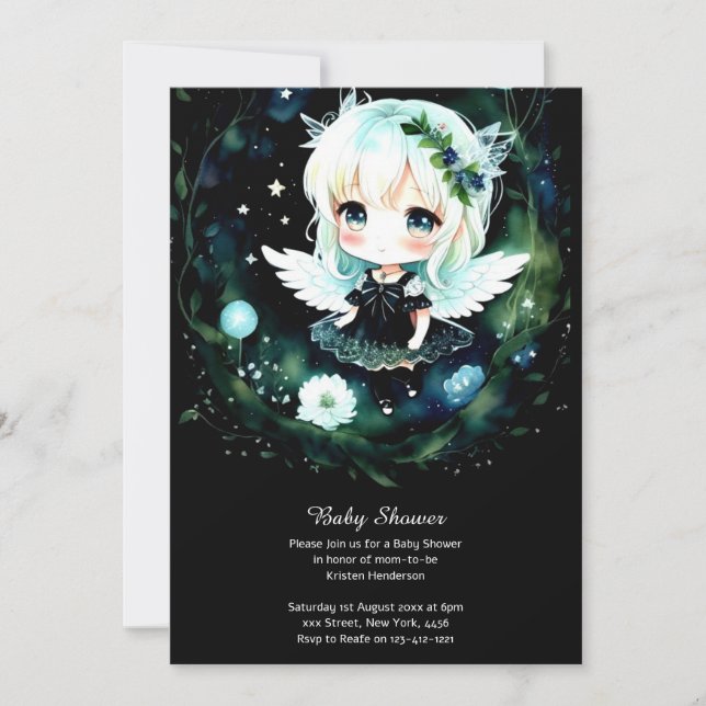 Convite para Chá de fraldas de Fada de Água (Frente)