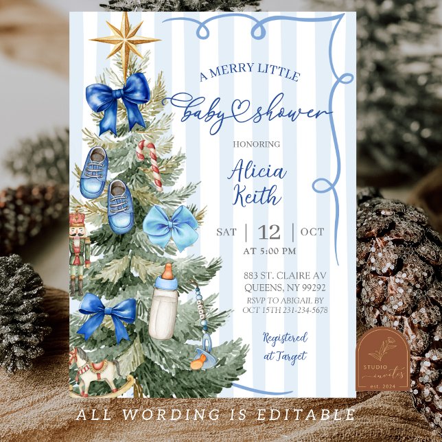 Convite para Chá de fraldas de feliz de Natal (Criador carregado)