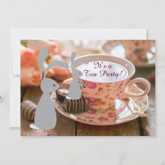 Convite para Chá de fraldas de festas de coelhinho (Frente)
