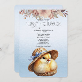 Convite para Chá de fraldas de Fita Azul de Pequen