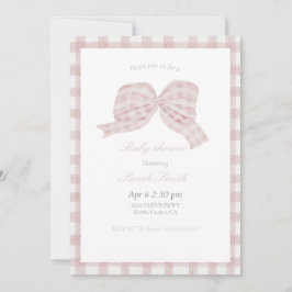 Convite para chá de fraldas de fita de arco rosa-c