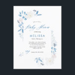 Convite para Chá de fraldas de Flor Azul de Aquare<br><div class="desc">Design de flor de aquarela azul</div>