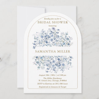 Convite para Chá de fraldas de flor selvagem azul