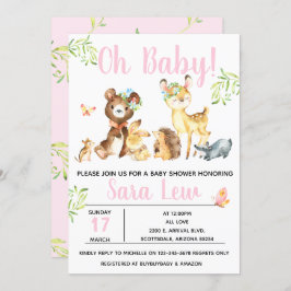 Convite para Chá de fraldas de Floresta da Menina