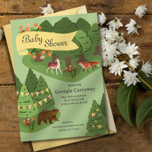 Convite para Chá de fraldas de Floresta de Storybo