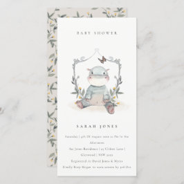 Convite para Chá de fraldas de Folhagem de Hippo d