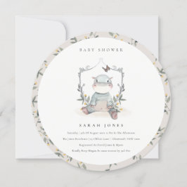 Convite para Chá de fraldas de Folhagem de Hippo d
